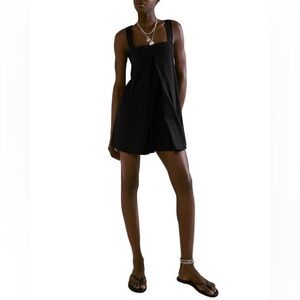 Nordstrom Black Square-Neck Sleeveless Romper